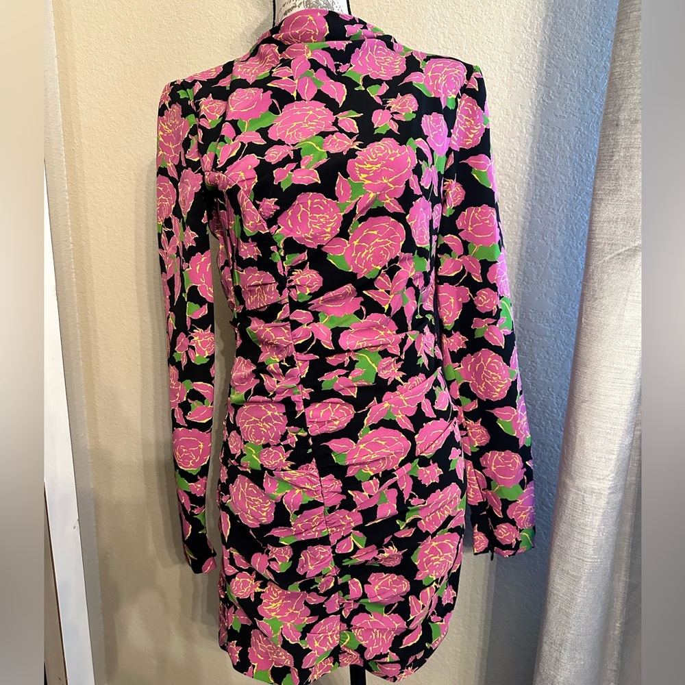 Zara pink floral long sleeve dress
